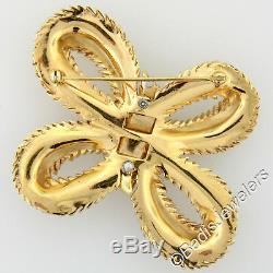 Vintage LARGE Trifari 18k Gold Plated Brass Butterfly Bow Rhinestone Brooch Pin