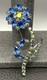 Vintage Large Blue AB Green Crystal Rhinestone Flower Brooch Pin