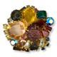 Vintage Large Brooch Pin Faceted and Cabochon Rhinestones