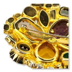Vintage Large Brooch Pin Faceted and Cabochon Rhinestones