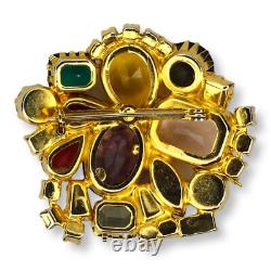 Vintage Large Brooch Pin Faceted and Cabochon Rhinestones