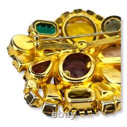 Vintage Large Brooch Pin Faceted and Cabochon Rhinestones