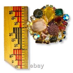 Vintage Large Brooch Pin Faceted and Cabochon Rhinestones
