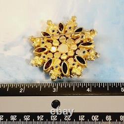 Vintage Large D&E Juliana Amber Brown Layered Rhinestone Brooch Pin- Sparkly