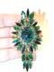 Vintage Large JULIANA Green Art Glass RHINESTONE Cabochon Egg Brooch Pin