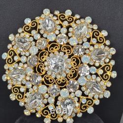 Vintage Large Juliana D&E Unsigned Rhinestone Gold-Tone Rhinestone Brooch Pin