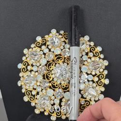 Vintage Large Juliana D&E Unsigned Rhinestone Gold-Tone Rhinestone Brooch Pin