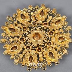 Vintage Large Juliana D&E Unsigned Rhinestone Gold-Tone Rhinestone Brooch Pin