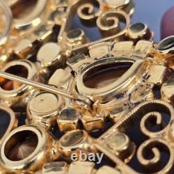 Vintage Large Juliana D&E Unsigned Rhinestone Gold-Tone Rhinestone Brooch Pin
