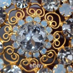 Vintage Large Juliana D&E Unsigned Rhinestone Gold-Tone Rhinestone Brooch Pin