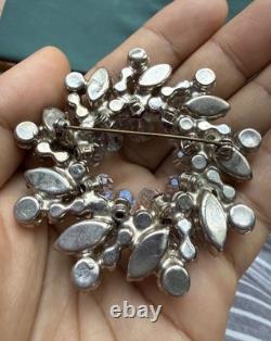 Vintage Large Juliana Gray AB Rhinestone Flower Layered Charms Brooch