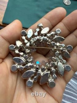 Vintage Large Juliana Gray AB Rhinestone Flower Layered Charms Brooch