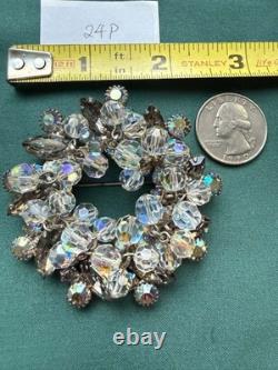 Vintage Large Juliana Gray AB Rhinestone Flower Layered Charms Brooch