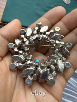Vintage Large Juliana Gray AB Rhinestone Flower Layered Charms Brooch