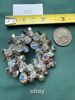 Vintage Large Juliana Gray AB Rhinestone Flower Layered Charms Brooch