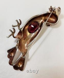 Vintage Large Reja Cockatoo Bird Pink Blue Enamel Purple Rhinestone Brooch