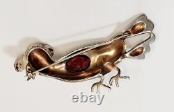 Vintage Large Reja Cockatoo Bird Pink Blue Enamel Purple Rhinestone Brooch