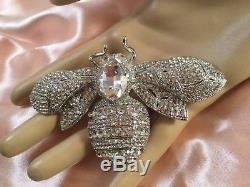Vintage Large Runway Statement Silver Bumblebee Brooch Pin For Coat Scarf Or Hat