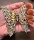 Vintage Levine-Simson L-S Signed Aurora Borealis Extra Large Butterfly Brooch
