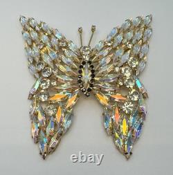 Vintage Levine-Simson L-S Signed Aurora Borealis Extra Large Butterfly Brooch