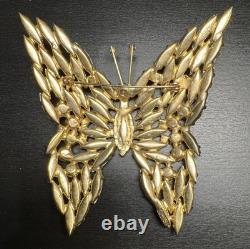 Vintage Levine-Simson L-S Signed Aurora Borealis Extra Large Butterfly Brooch