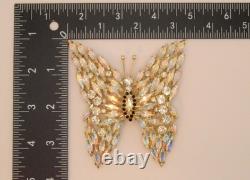 Vintage Levine-Simson L-S Signed Aurora Borealis Extra Large Butterfly Brooch