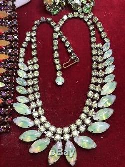 Vintage Lot Art Deco Crystal Rhinestone Bracelet Earrings Clip Pins Brooch