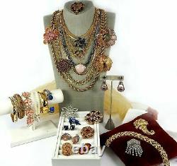 Vintage Lot Necklace Brooch Bracelet Earrings Rhinestone Costume