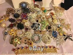Vintage Lot Of Rhinestone Jewelry Costume Brooches Necklaces Julianna Schreiner
