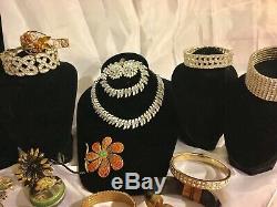 Vintage Lot Of Rhinestone Jewelry Costume Brooches Necklaces Julianna Schreiner