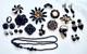 Vintage Lot Rhinestone Jewelry Brooch Pins Earrings Black White Prong Weiss Cov