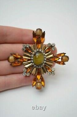 Vintage Maltese Cross Brooch Pin Pendant, Schreiner jewelry 1960s
