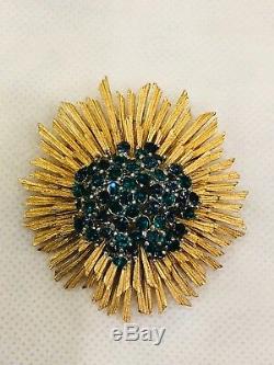 Vintage Marboux By Marcel Boucher Gold Tone Crystal Starbust Brooch Pin