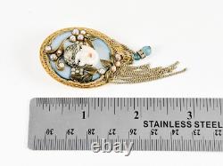 Vintage Marena Handerbeit Face Eros Art Deco Rhinestone Pin Brooch Pendant