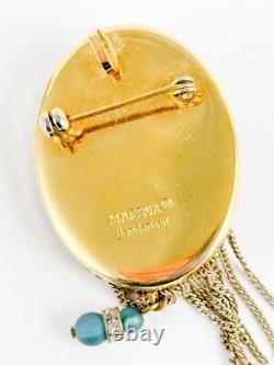 Vintage Marena Handerbeit Face Eros Art Deco Rhinestone Pin Brooch Pendant