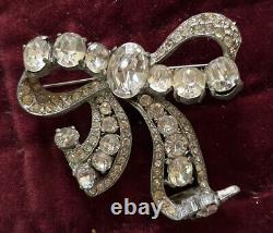 Vintage Massive Gorgeous Rhinestone Eisenberg Original Bow Brooch Pin Unsigned