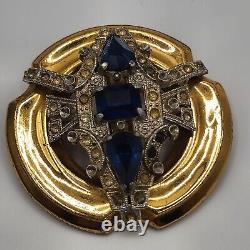 Vintage Mcclelland Barclay Brooch Blue Rhinestone 30s READ