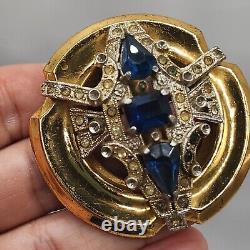 Vintage Mcclelland Barclay Brooch Blue Rhinestone 30s READ