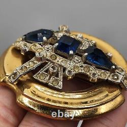 Vintage Mcclelland Barclay Brooch Blue Rhinestone 30s READ