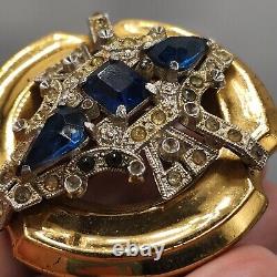 Vintage Mcclelland Barclay Brooch Blue Rhinestone 30s READ