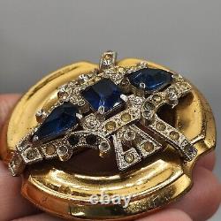 Vintage Mcclelland Barclay Brooch Blue Rhinestone 30s READ