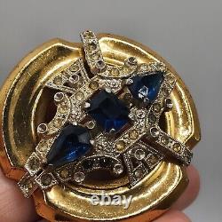 Vintage Mcclelland Barclay Brooch Blue Rhinestone 30s READ