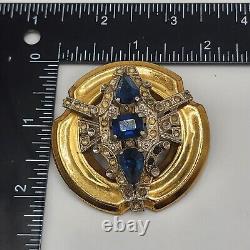 Vintage Mcclelland Barclay Brooch Blue Rhinestone 30s READ