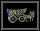 Vintage Mechanical Covered Wagon Oxen Multicolor Rhinestone Pin Brooch 1930s