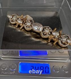 Vintage Miriam Haskell Baroque Faux Pearl Rhinestone Brooch with Original Tag