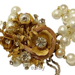 Vintage Miriam Haskell Jewelry Set Bracelet Brooch Baroque Pearl Rhinestone