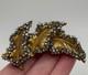 Vintage Miriam Haskell Signed Gold Tone Leaf Rhinestone Brooch