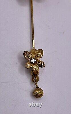 Vintage Miriam Haskell Stick Pin Hat Pin Brooch Rhinestone Flower Unsigned