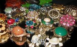 Vintage Mixed Big Estate Brooch Pin Jewelry Lot Jj Ab Rs Pronged Enamel Juliana