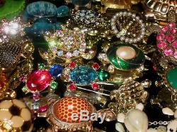Vintage Mixed Big Estate Brooch Pin Jewelry Lot Jj Ab Rs Pronged Enamel Juliana